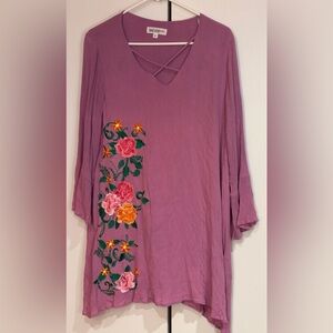 Wonderland by Orange shift dress with side embroidery